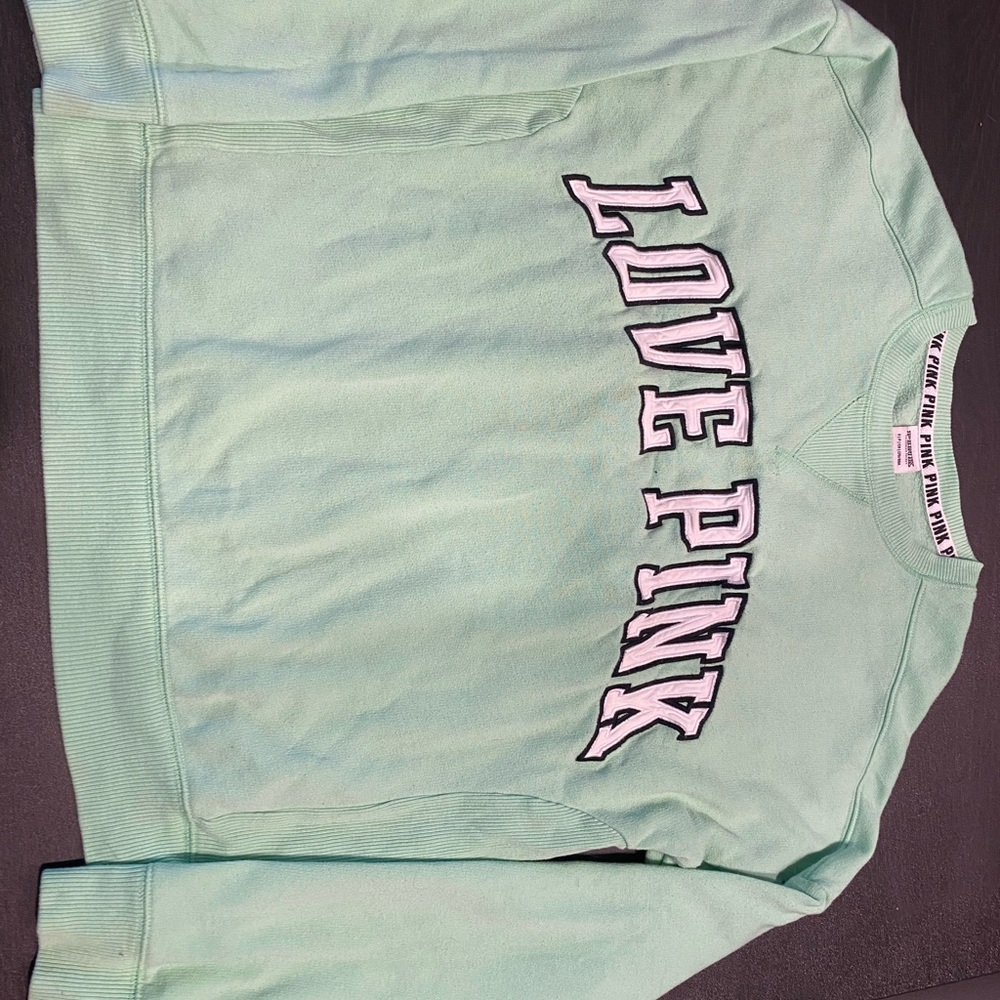 PINK crewneck sweater easter green
